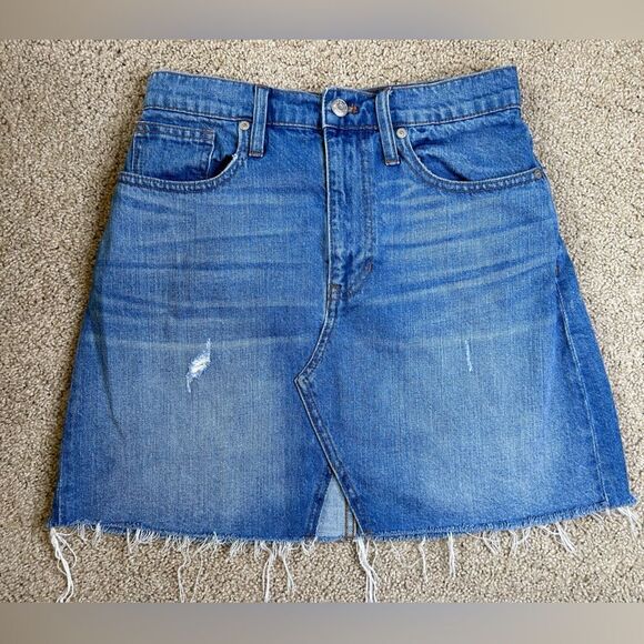 Madewell Rigid Denim A-Line Mini Skirt in Keene Wash Cutout Edition - Picture 3 of 8